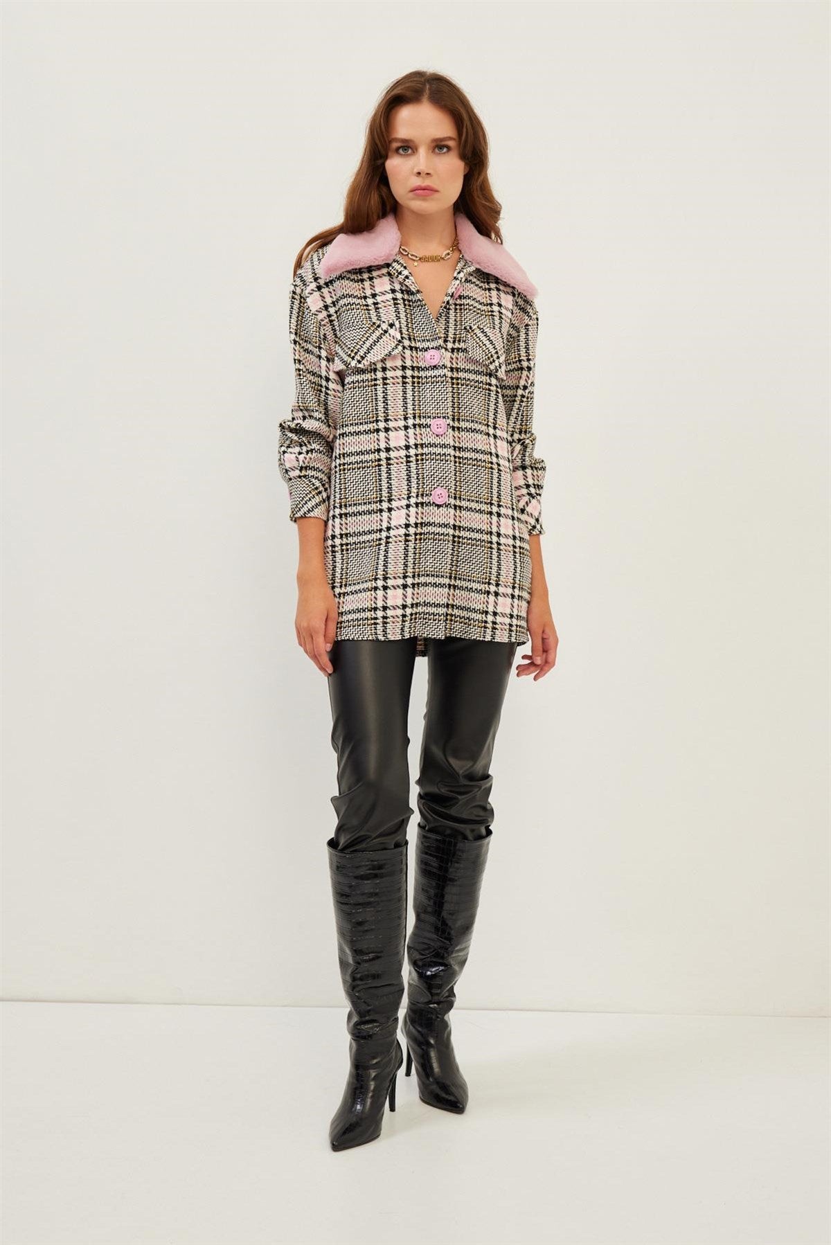Faux Fur Tweed Shirt