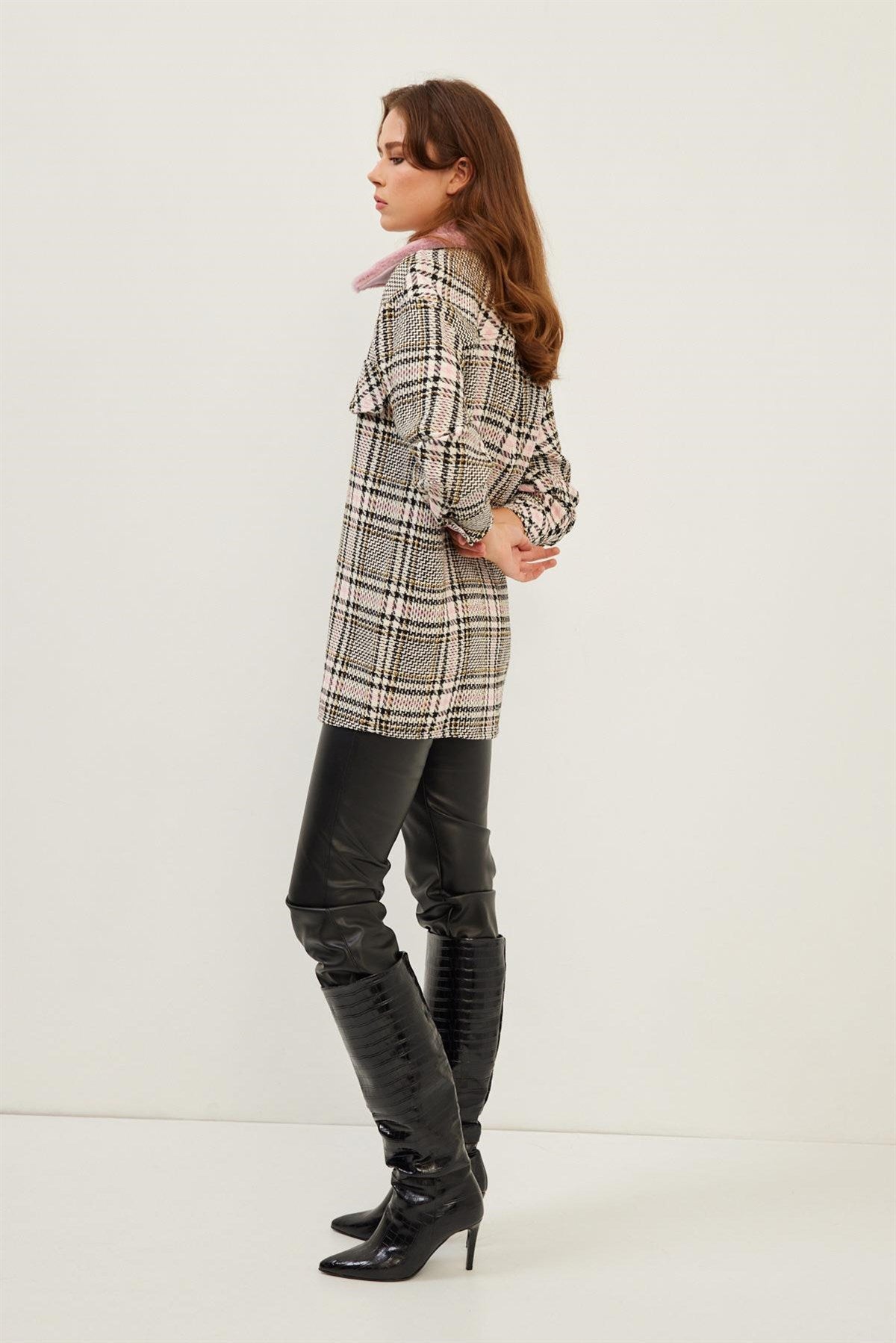 Faux Fur Tweed Shirt