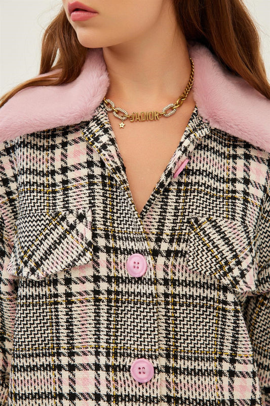 Faux Fur Tweed Shirt