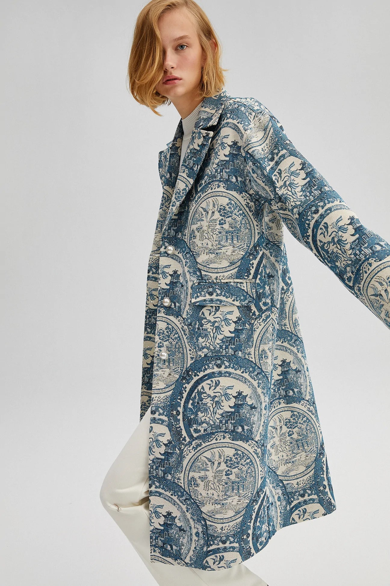 Patterned Long Light Coat