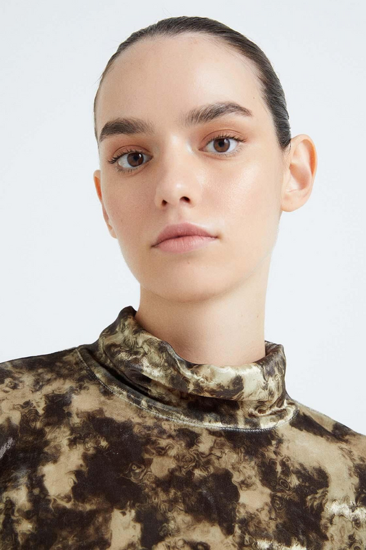 Tie-dye Olive Velvet Blouse