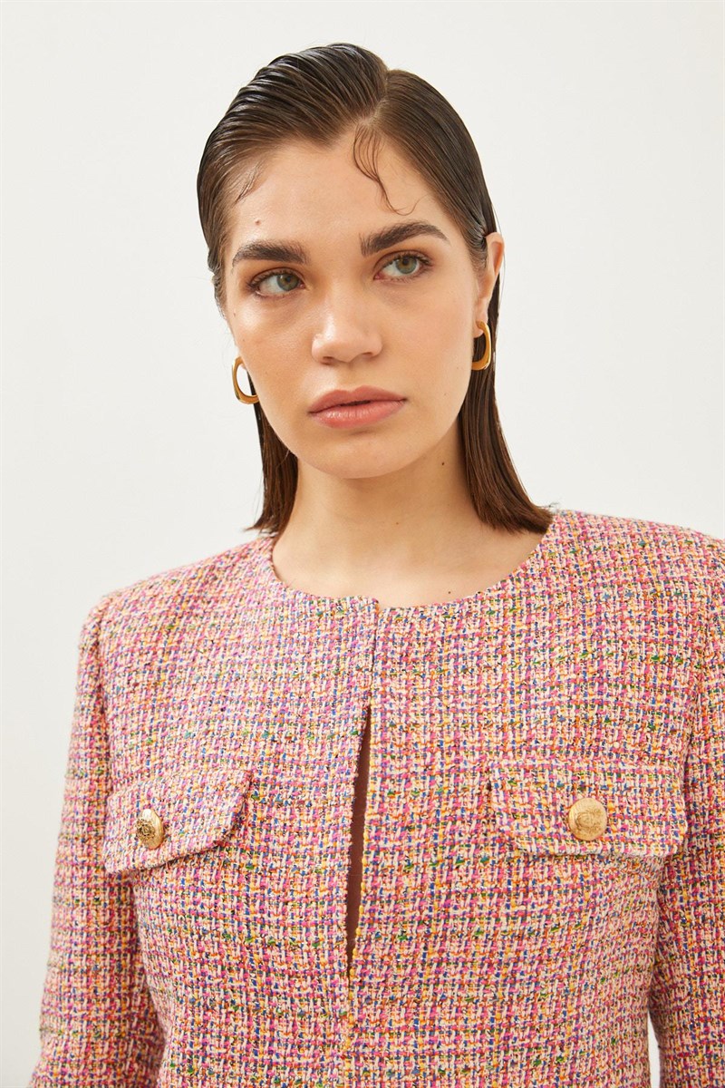 Multicolor Tweed Blazer