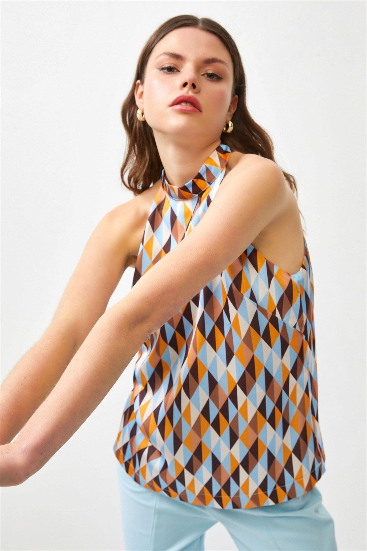 Geometric Print Flowy Top