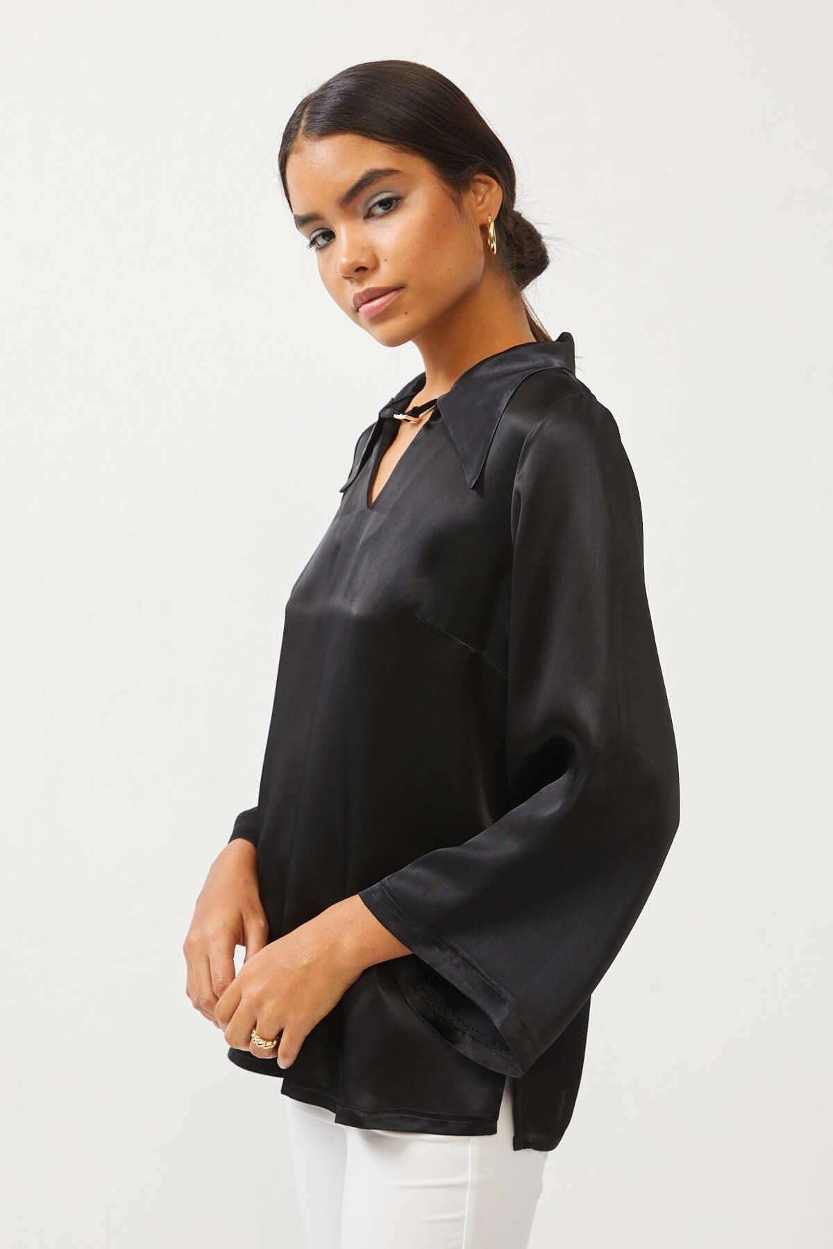 Silky Black Shirt