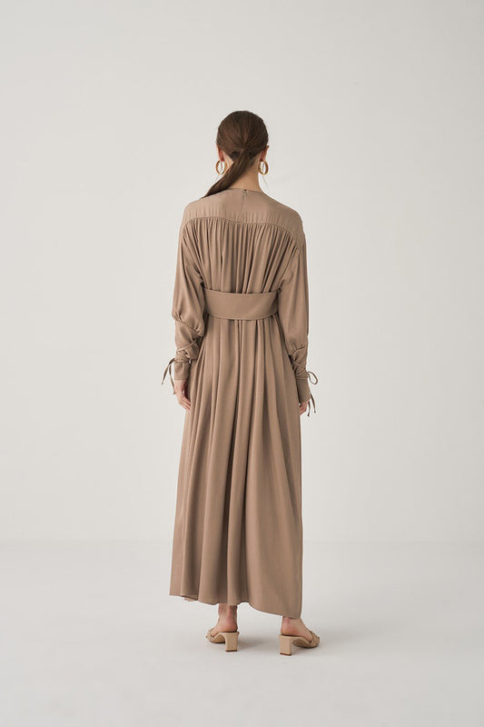 Tie-belt Shiny Dress