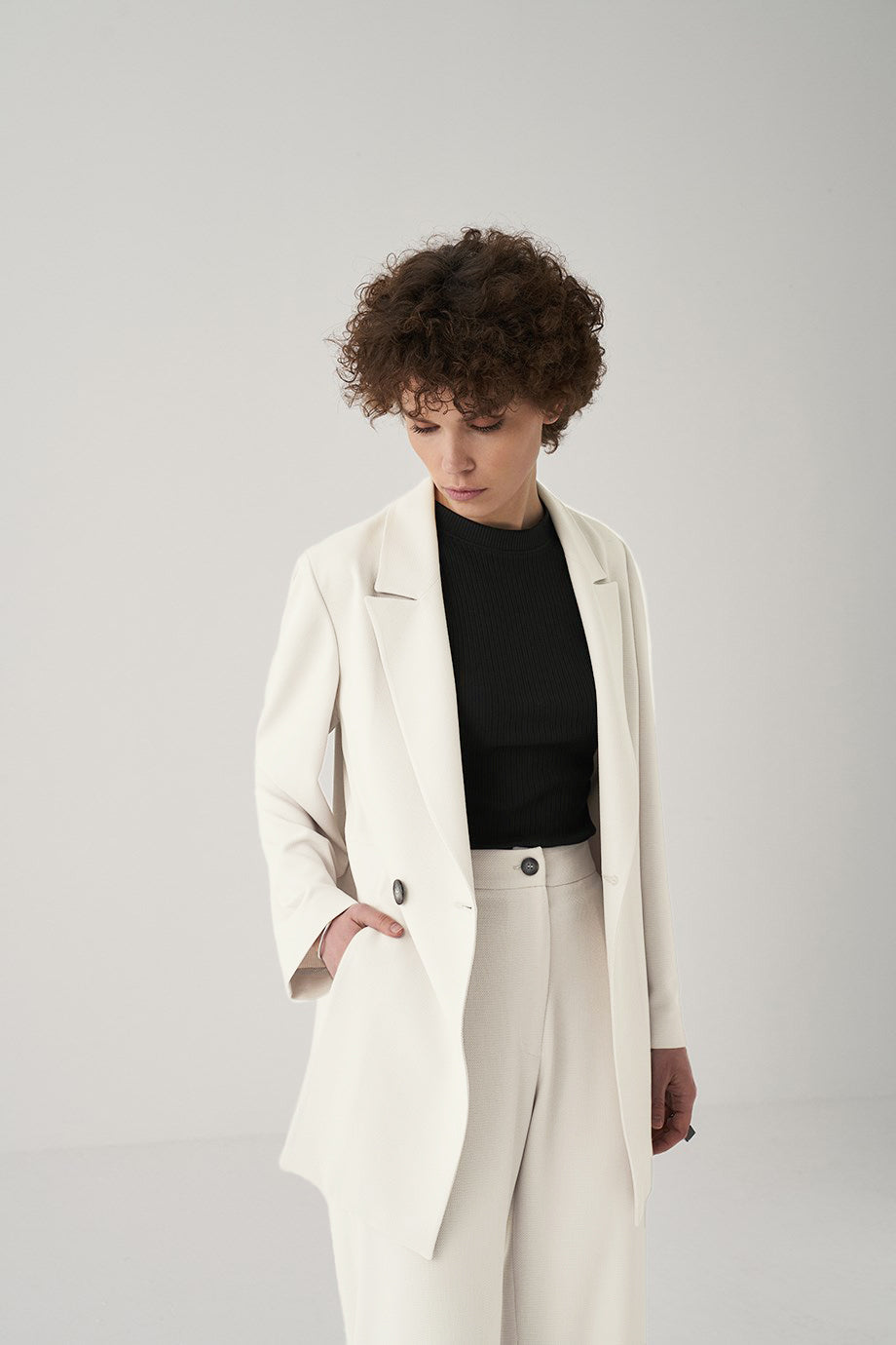 White Asymmetrical Suit