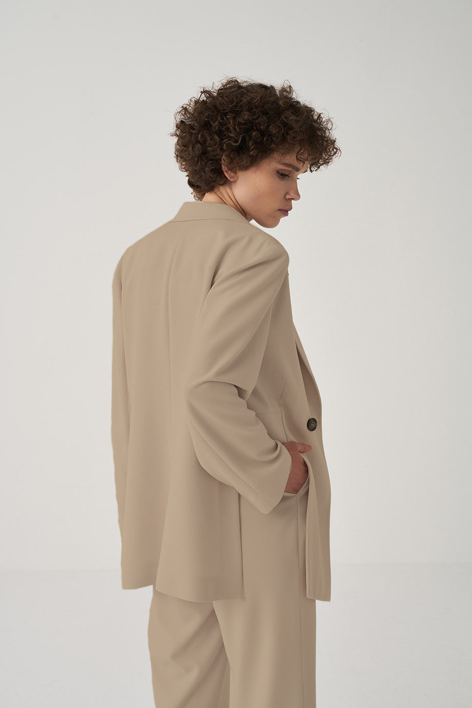 Beige Asymmetrical Suit