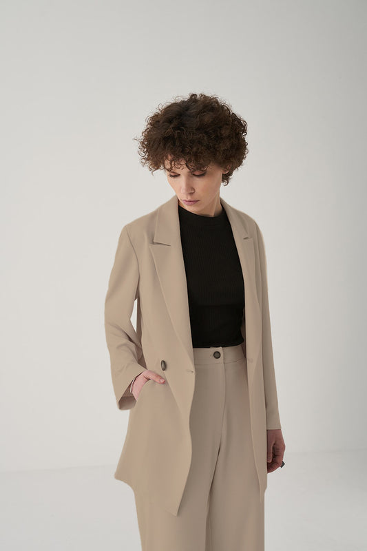 Beige Asymmetrical Suit