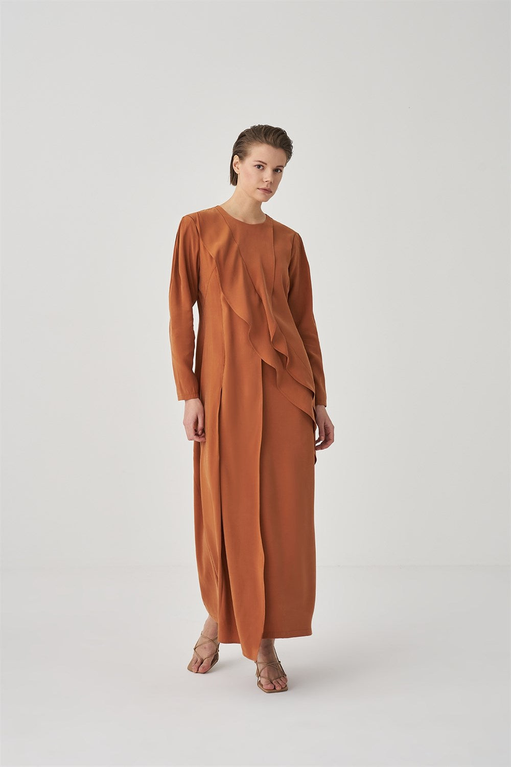 Cinnamon Ruffled Dress