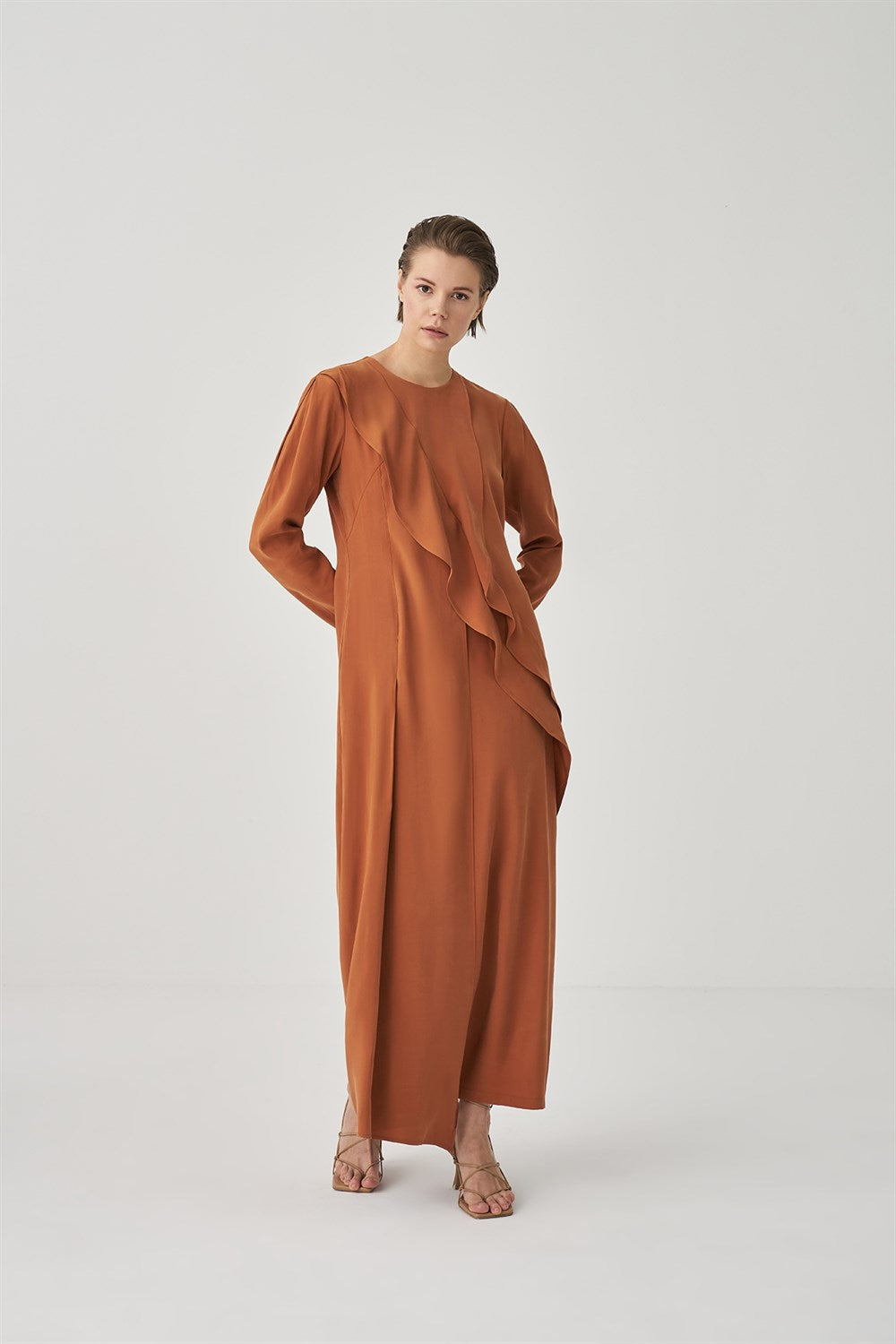 Cinnamon Ruffled Dress