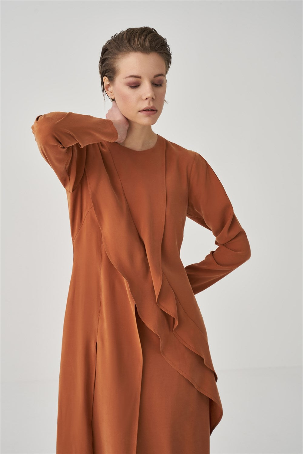 Cinnamon Ruffled Dress