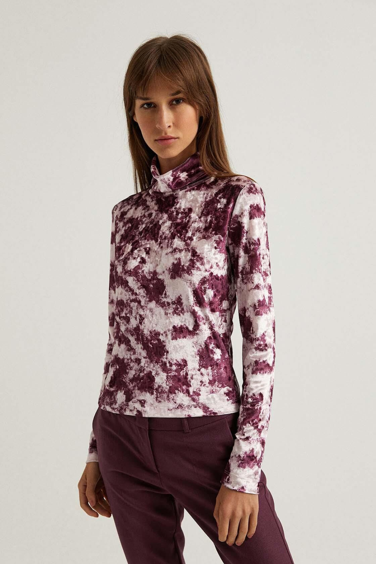 Tie-dye Burgundy Velvet Blouse