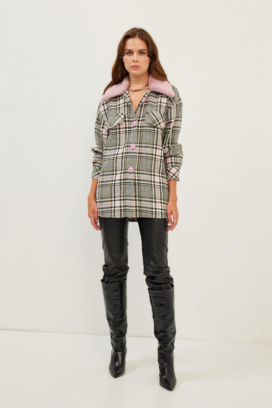 Faux Fur Tweed Shirt