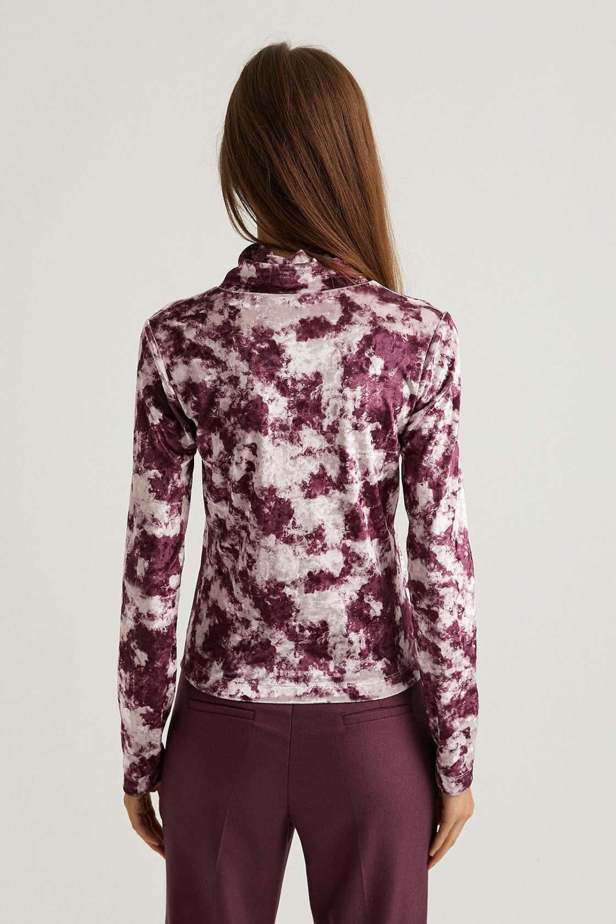 Tie-dye Burgundy Velvet Blouse