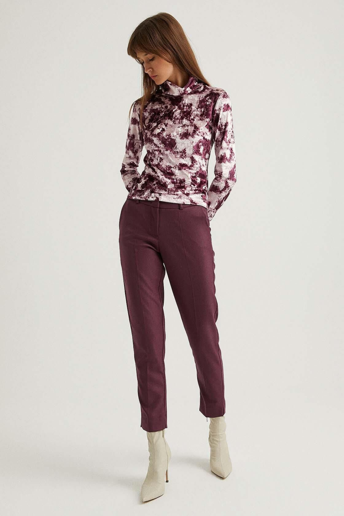 Tie-dye Burgundy Velvet Blouse