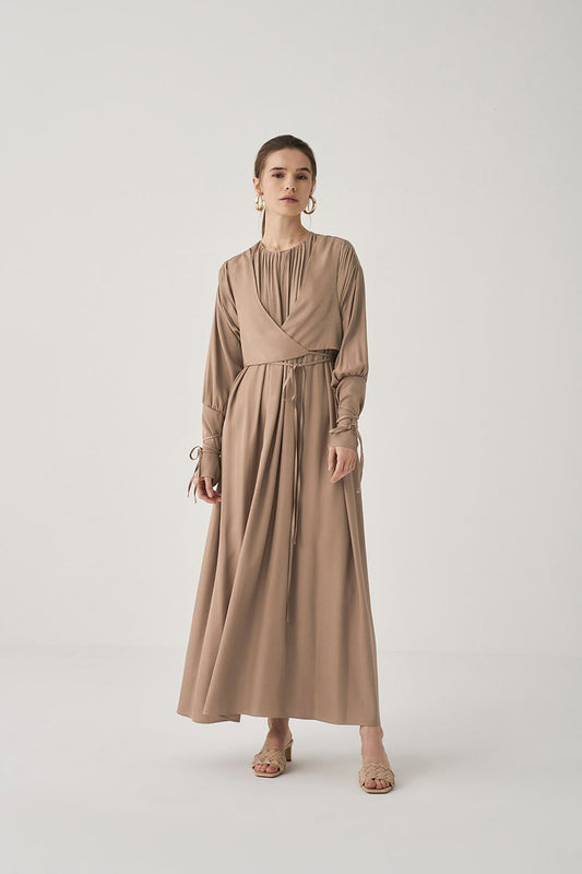 Tie-belt Shiny Dress