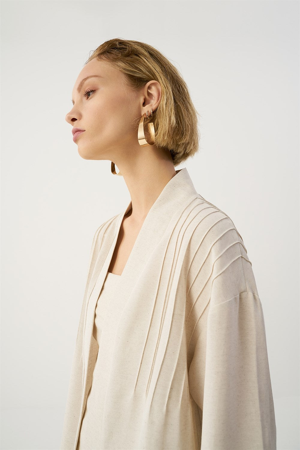 Ribbed Linen Long Kimono