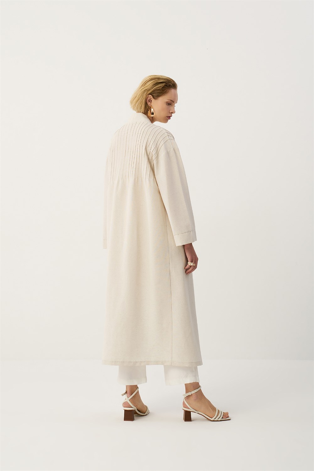 Ribbed Linen Long Kimono